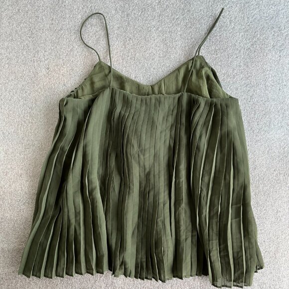Abercrombie & Fitch Army Green Pleated Spaghetti Strap Lined Tank Size XS - Picture 5 of 5